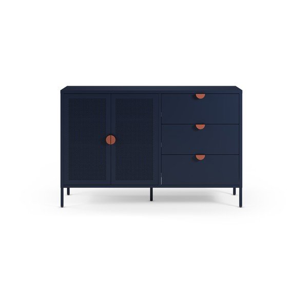 Temno modra kovinska komoda 140x90x40 cm Sayla – Marckeric