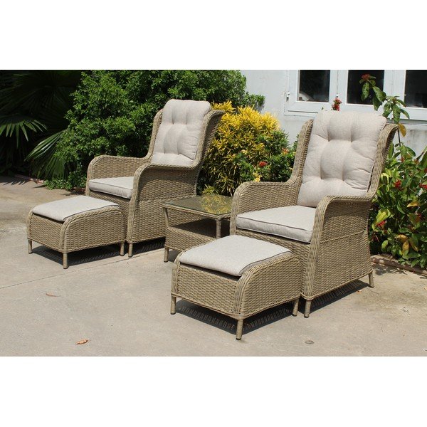 Svetlo rjava vrtna garnitura iz umetnega ratana za 2 osebi Valencia – Garden Pleasure-image-1