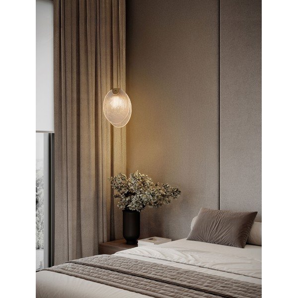 Medeninasta jeklena LED viseča svetilka s steklenim senčilom Shelina – Nova Luce-image-1