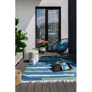 Temno modra obojestranska zunanja preproga iz reciklirane plastike Green Decore Marlin, 90 x 150 cm