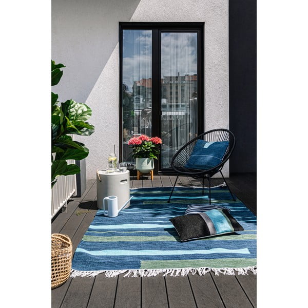 Temno modra obojestranska zunanja preproga iz reciklirane plastike Green Decore Marlin, 160 x 230 cm-image-1