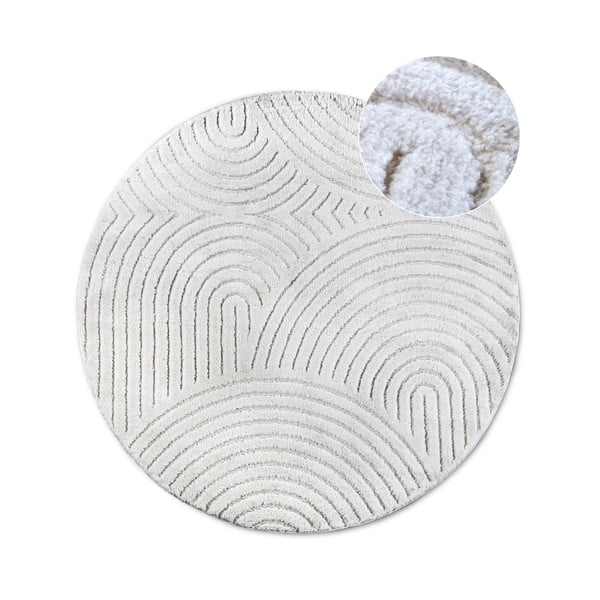 Bela okrogla preproga ø 160 cm Panglao New York White – Elle Decoration