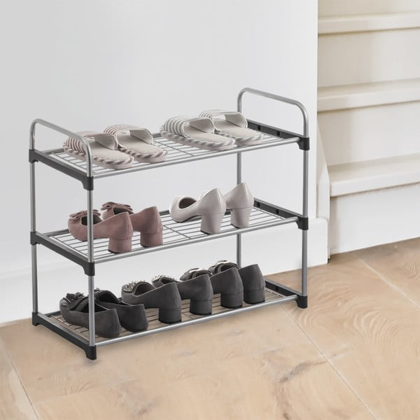 Kovinsko stojalo za čevlje v srebrni barvi - Orion-image-1