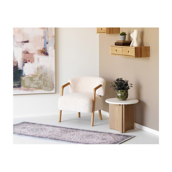 Kremno bel fotelj iz tkanine bouclé Dakar – House Nordic-image-2
