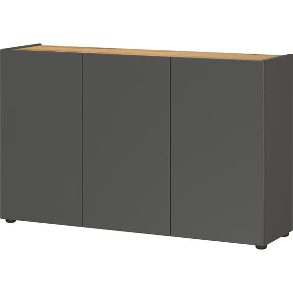 Antracitno siva omarica v hrastovem dekorju 120x76x34 cm Adrano – Germania-image-3