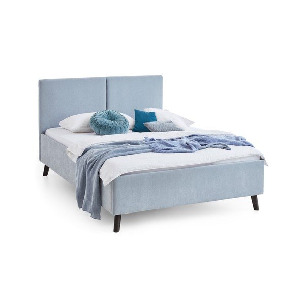 Svetlo modra oblazinjena zakonska postelja z letvenim dnom 140x200 cm Piano – Meise Möbel-image-3