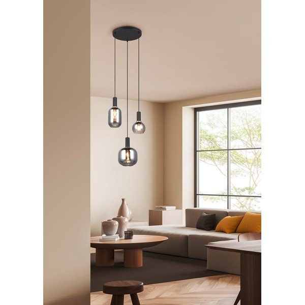 Črna viseča svetilka s steklenim senčilom Diva – Trio-image-1