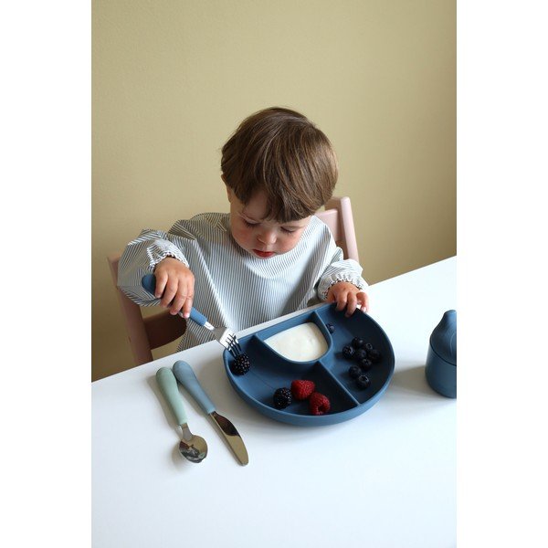 Zeleno-moder silikonski otroški jedilni pribor 3 ks Ocean Mix – Cam Cam Copenhagen-image-1