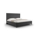Temno siva oblazinjena zakonska postelja s prostorom za shranjevanje z letvenim dnom 160x200 cm Casey – Mazzini Beds