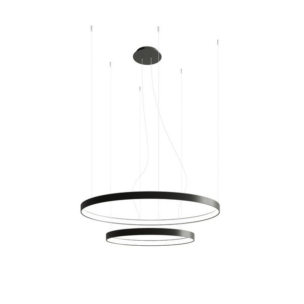 Črna aluminijasta LED viseča svetilka ø 78 cm RIO – Thoro