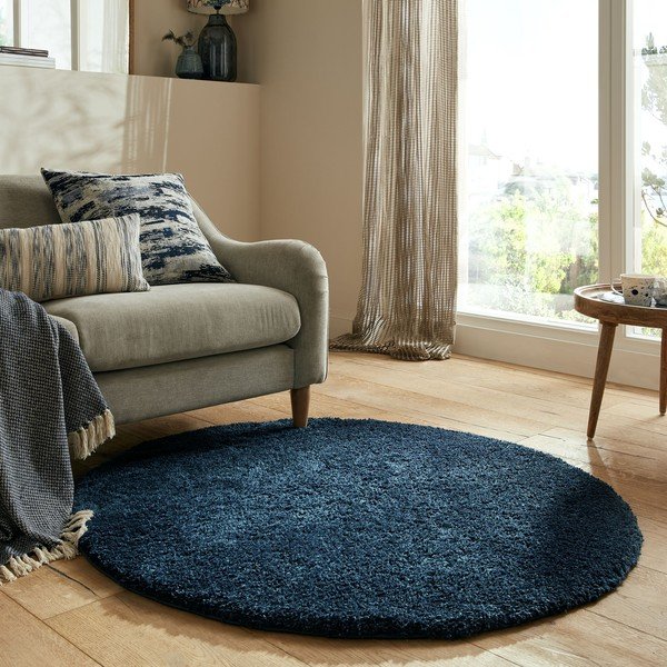 Temno modra okrogla preproga ø 133 cm – Flair Rugs-image-1