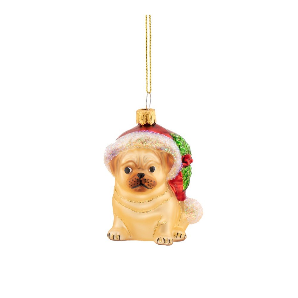 Steklen okrasek za jelko 6 cm Festive Pug