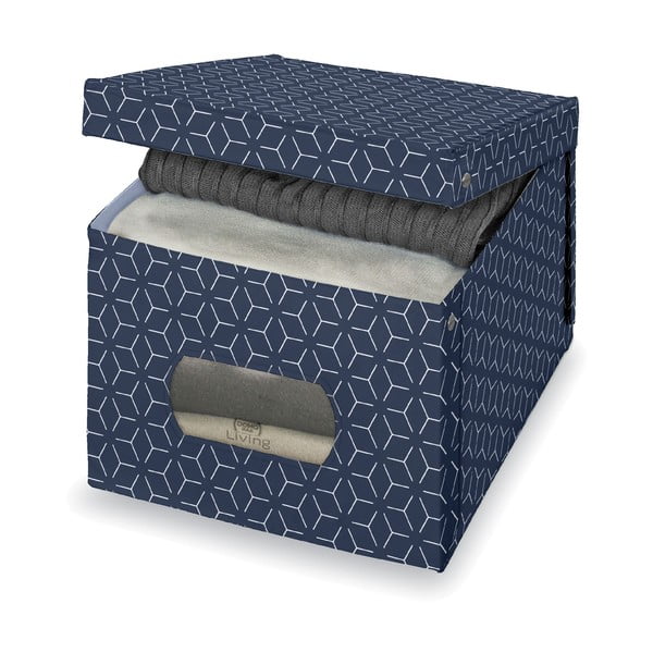 Temno modra škatla za shranjevanje Domopak Metrik Extra Large, 50 x 42 cm