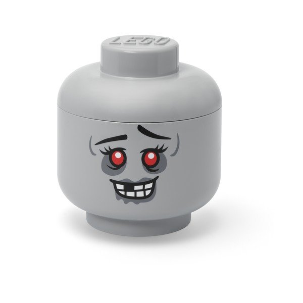 Siva plastična otroška škatla za shranjevanje ø 24x27 cm Head Zombie L – LEGO®