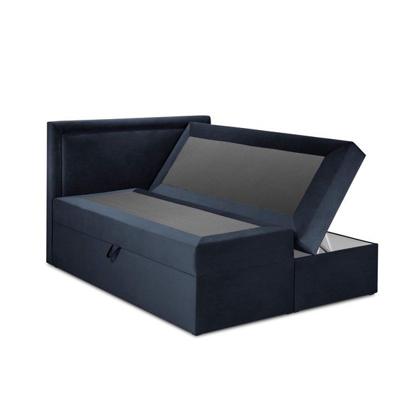 Temno modra žametna zakonska postelja Mazzini Beds Yucca, 180 x 200 cm-image-2
