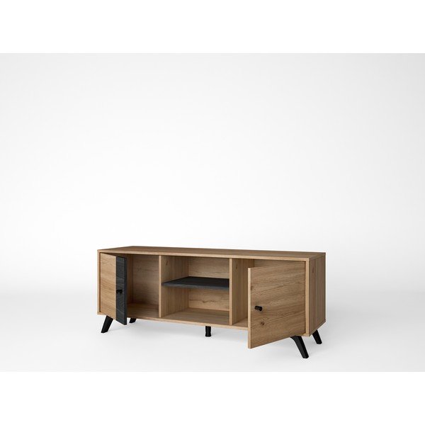 Črna TV omarica iz hrastovega dekorja 136x53 cm Natura - Marckeric-image-1