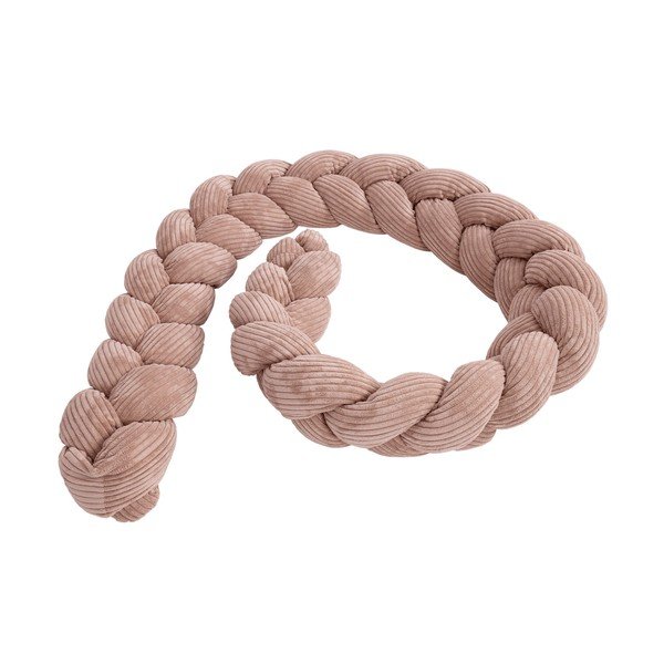 Rožnata zaščitna obroba za posteljico iz rebrastega žameta 200 cm – Meowbaby