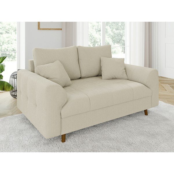 Bež sedežna garnitura iz rebrastega žameta 150 cm Ariella – Ropez-image-3