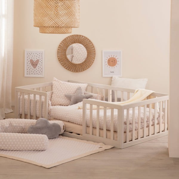 Svetlo siva otroška postelja z letvenim dnom 70x140 cm – Roba-image-3