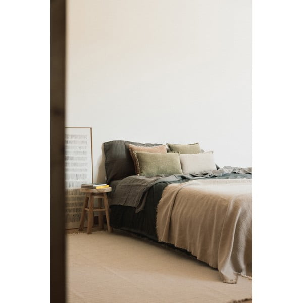 Kremno bela bombažna odeja 130x180 cm Handloom – Lorena Canals-image-2