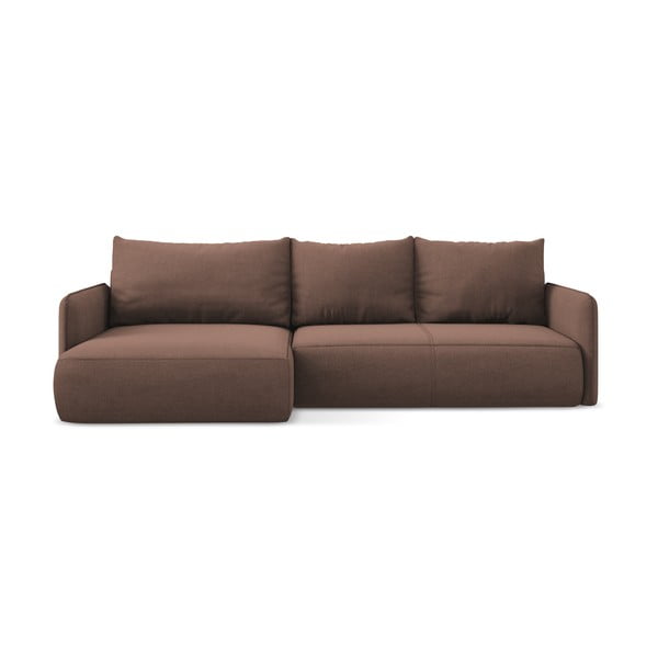 Rožnata raztegljiva/s prostorom za shranjevanje kotna sedežna garnitura (levi kot) Nanea – Makamii