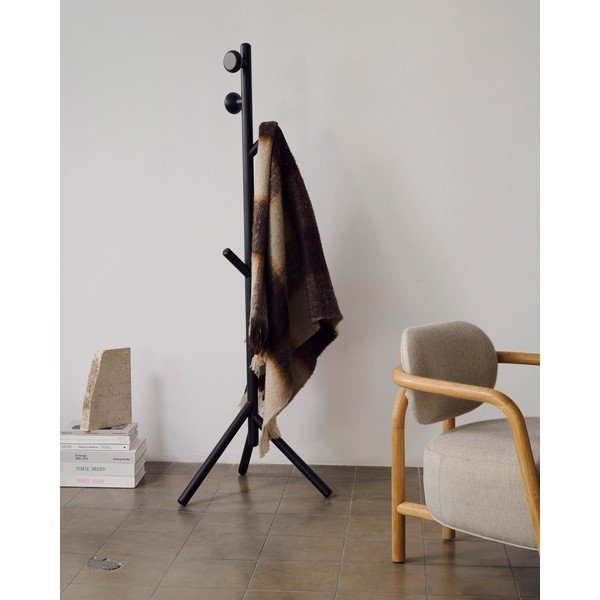 Črn obešalnik iz masivne bukve 46x170 cm Nadue – Kave Home-image-1