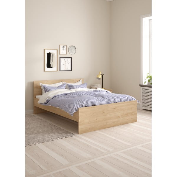Zakonska postelja v hrastovem dekorju brez letvenega dna 140x200 cm v naravni barvi Naia – Tvilum-image-1
