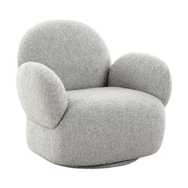 Svetlo siv fotelj iz tkanine bouclé Messina – House Nordic