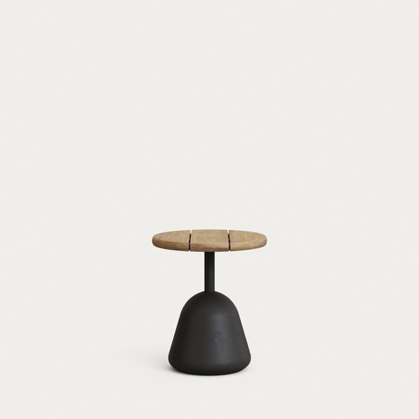 Okrogla mizica v črni in naravni barvi z mizno ploščo iz akacije ø 43 cm Saura – Kave Home