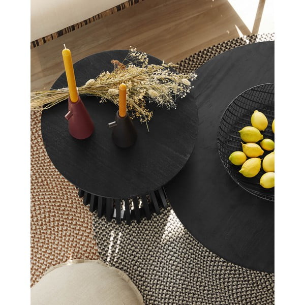 Črna kavna mizica iz tikovine Kave Home Irune, ⌀ 80 cm-image-1