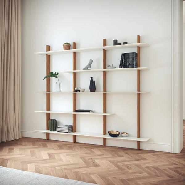 Bel sistem modularnih polic v hrastovem dekorju 224x190 cm Bridge – Tenzo-image-1