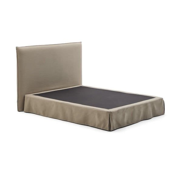 Sivorjava oblazinjena zakonska postelja 160x200 cm Jaira – Kave Home