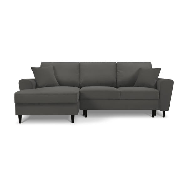 Temno siva raztegljiva kotna sedežna garnitura s prostorom za shranjevanje iz rebrastega žameta (levi kot/z ležalnikom) Kyoto – Cosmopolitan Design