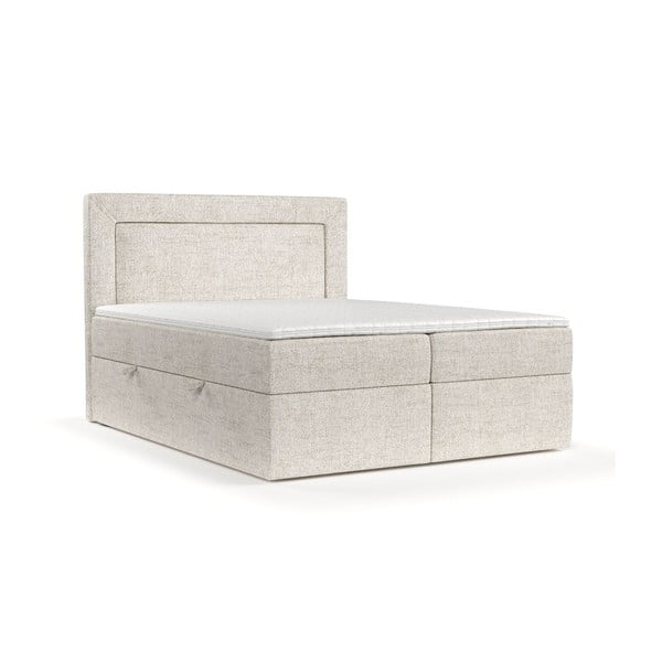 Kremno bela boxspring postelja s prostorom za shranjevanje 200x200 cm Imagine – Maison de Rêve