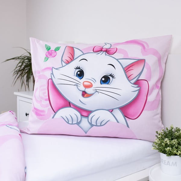 Rožnata enojna bombažna otroška posteljnina 140x200 cm Marie Cat "Pink" – Jerry Fabrics-image-3