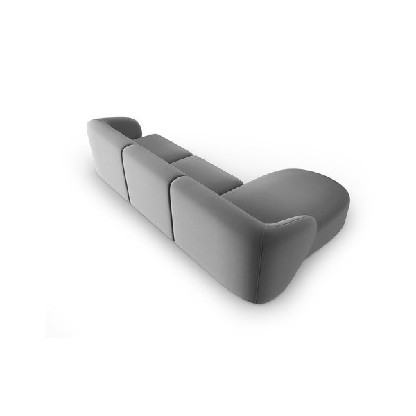 Siva žametna kotna sedežna garnitura (levi kot/z ležalnikom) Paolo – Milo Casa-image-3