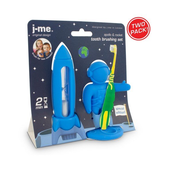Modri otroški komplet za čiščenje zob J-Me Rocket & Apollo-image-2