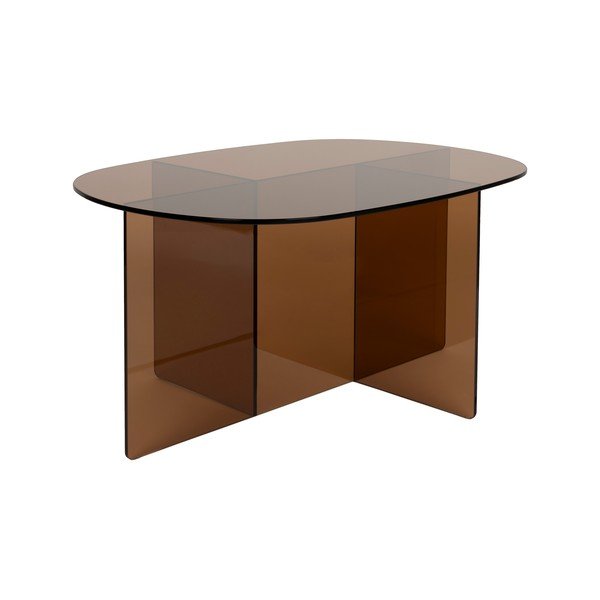 Rjava steklena klubska mizica 60x80 cm Linea – Zuiver