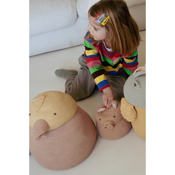 Svetlo rožnata tekstilna otroška škatla za shranjevanje ø 17x15 cm Mini Peggy the Pig – Lorena Canals-image-4