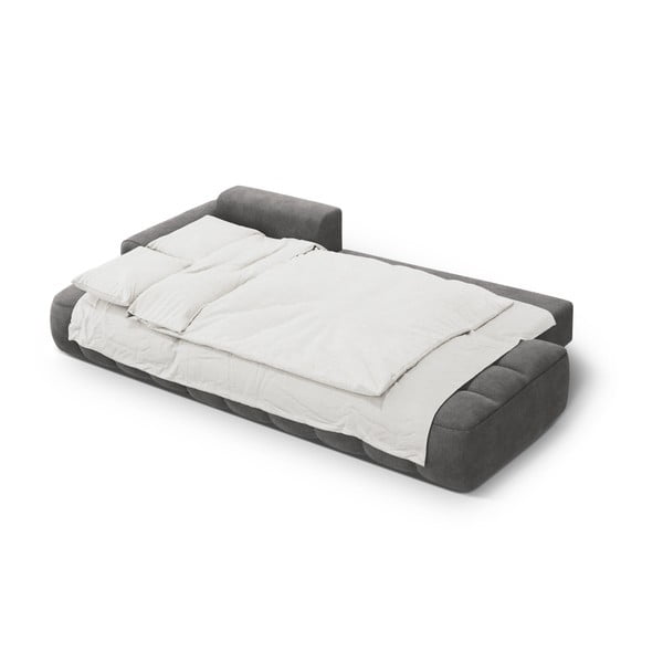 Siva žametna raztegljiva/s prostorom za shranjevanje kotna sedežna garnitura (levi kot/z ležalnikom) Linz – Cosmopolitan Design-image-4