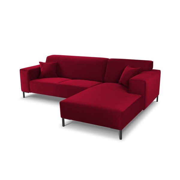 Rdeča žametna kotna sedežna garnitura Cosmopolitan Design Siena, desni kot-image-4