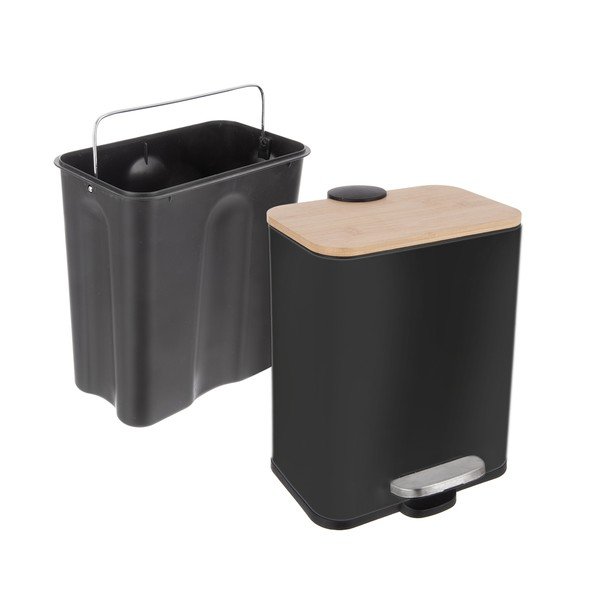 Črn koš za smeti s pedalom iz nerjavečega jekla 5 l Black – Orion-image-4