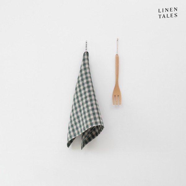 Lanena kuhinjska krpa 45x65 cm Forest Green Gingham – Linen Tales