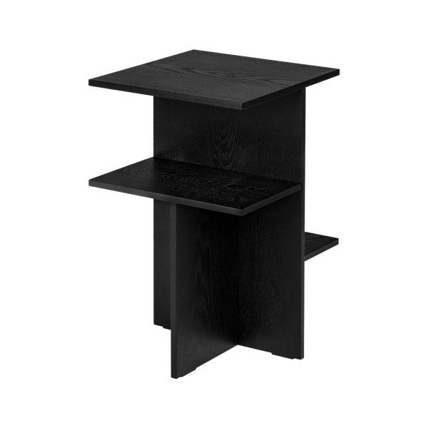 Črna nočna omarica v hrastovem dekorju s policami Atik – noo.ma-image-4