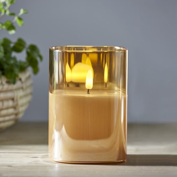 Oranžna LED sveča iz voska v steklu Star Trading Flamme, višina 12,5 cm