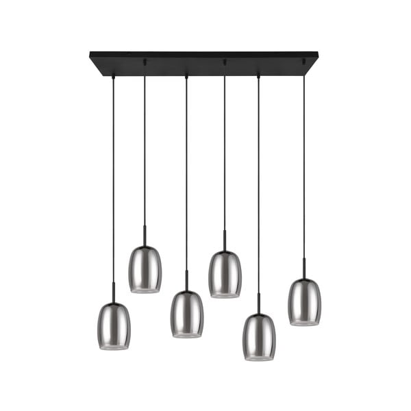 Črna/srebrna viseča svetilka s steklenim senčnikom Barret – Trio Select