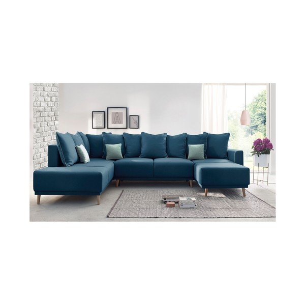 Mornarsko modra raztegljiva sedežna garnitura Bobochic Paris Panoramique XXL Mola, desni kot-image-4