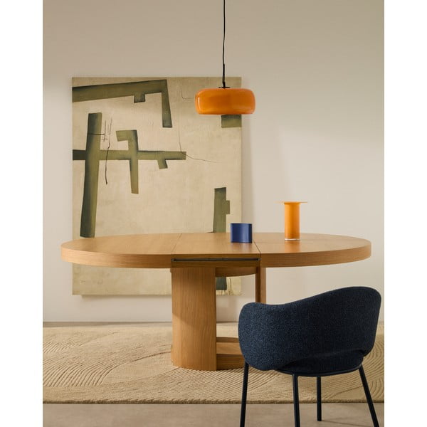 Okrogla raztegljiva jedilna miza z dodatno ploščo v hrastovem dekorju ø 150 cm Artis – Kave Home-image-2