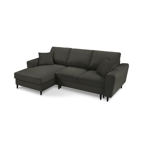 Črna raztegljiva sedežna garnitura Kooko Home Jazza, levi kot-image-3