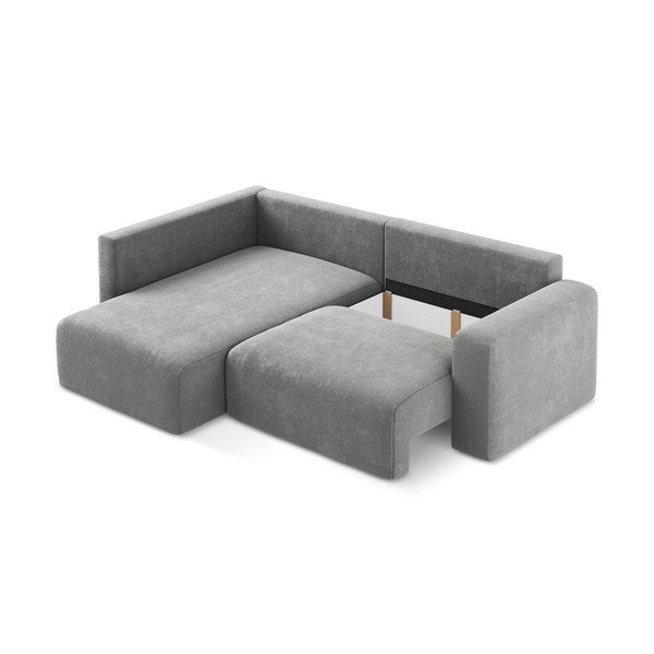 Siva raztegljiva/s prostorom za shranjevanje kotna sedežna garnitura iz šenilje (levi kot/v obliki črke L) Kona – Makamii-image-4